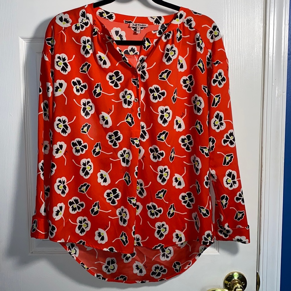 Juicy Couture Floral Printed Blouse Top Small